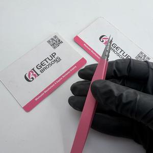 GETUP BROSONS IMPEX GBI Nouvel ensemble de pinces à cils de précision en acier inoxydable rose, pointes lisses revêtues, 10 mm, noir - Product Image 1