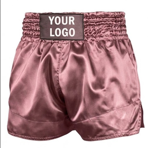 Pantalones Cortos de Boxeo de Satén Rosa para Mujer, Logotipo con Impresión por Transferencia de Calor en la Espalda, Corte Regular, Transpirables, Ropa de Artes Marciales, Talla Adulto - Product Image 1