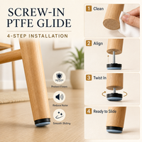 Glissière de pied de table en PTFE de 22 mm à fixation par vis pour un mouvement fluide à faible friction