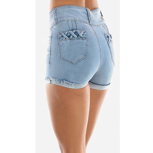 Shorts en jean élastiques pour femmes, confortables, en coton, séchage rapide, style streetwear, ajustement réglable, vêtements décontractés d'été - Product Image 2