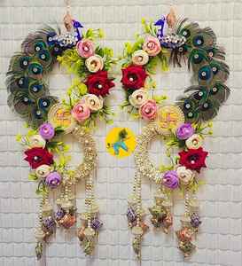 Décoration murale en tissu décoratif en forme de paon, faite à la main, pour une décoration intérieure élégante, mariages et célébrations festives - Product Image 4