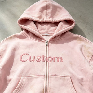 Ensemble de survêtement rose à capuche pour filles, manches longues, fermeture éclair sur le devant, imprimé personnalisé, couleur unie, sweat-shirt et pantalon décontractés, tenue d'automne - Product Image 3