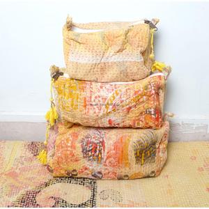 New Indian Handmade Cotton Kantha pouch Bag for Women patchwork Designer pouch set of 3 for makeup organizer for travelling - Product Image 1