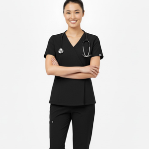 Conjunto de Uniforme Médico Unisex de Spandex/Algodón de Ajuste Cómodo con Blusa de Cierre Lateral y Pantalones de Pierna Recta para Hospitales y Centros de Salud (Venta al por Mayor) - Product Image 1