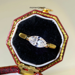 Platinum Plated 925 Sterling <b>Silver</b> Marquise Cut High Carbon Diamond Classic Prong Set <b>Solitaire</b> Wedding Engagement <b>Ring</b> - Product Image 4