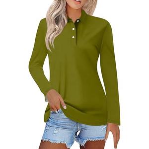 <b>Ladies</b> <b>Long</b> <b>Sleeve</b> <b>Polo</b> <b>Shirt</b> - Product Image 1