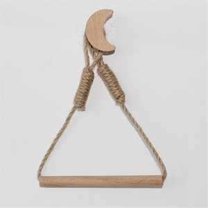 Support de papier toilette en corde, le plus vendu, avec crochet en bois en forme de lune et corde pour suspendre le papier toilette - Product Image 1