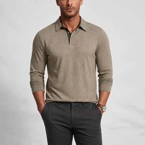 T-shirt décontracté pour homme en twill uni tricoté à manches courtes avec col boutonné, respirant, en polyester 140g, idéal pour l'été - Product Image 1
