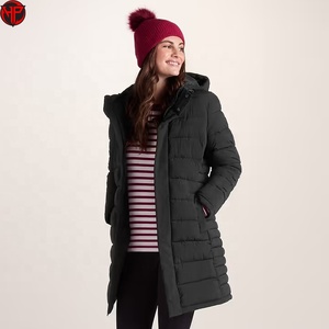 Manteau long matelassé pour femme avec capuche, doudoune d'hiver, vêtement d'extérieur pour temps froid - Product Image 2