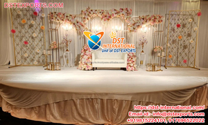 Lujoso tema blanco Rajwada escenario de boda nuevo diseño Srilankan escenario de boda lujoso tema blanco decoración de escenario de boda asiática - Product Image 6