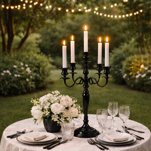 Configuración de mesa para cena a la luz de las velas  Decoración de mesa para fiesta en el jardín  Configuración romántica para cenar al aire libre  Arreglo de mesa para cena elegante - Product Image 3