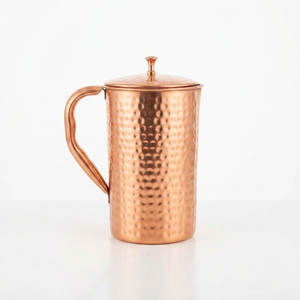 Pure Copper Water <b>Jug</b> Wholesale Handcrafted Hammered Copper Pitcher with Lid for Ayurvedic Health Benefits Drinkware Set - Product Image 4