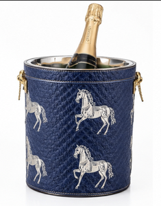 Luxury Horse Pattern Champagne <b>Ice</b> <b>Bucket</b> Wine Cooler Faux Leather Decorative Bar <b>Table</b> Bottle Holder Gift - Product Image 3