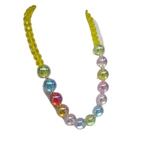 Trendy <b>Statement</b> <b>Necklace</b> Geometric Circle Resin Beads Design Unisex Party Jewelry Acrylic Lucite Colorful Design with Woman - Product Image 6