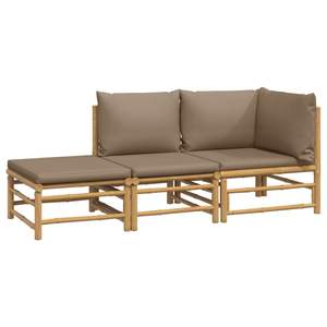 Conjunto Modular de Muebles de Jardín en Color Taupe Bambú, Solución Elegante y Cómoda para Reuniones al Aire Libre - Product Image 3