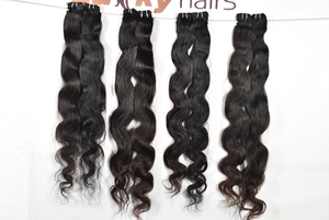 Extensions de cheveux naturels indiens Remy noirs, ondulés, double trame, double épaisseur, pointes pleines, texture douce et lisse - Product Image 6