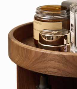 Affordable Wooden Cosmetic Organizer Cylinder 23cm Diameter With <b>Drawers</b> Simple Style Makeup Storage Cabinet By AALIYAN IMPEX - Product Image 2