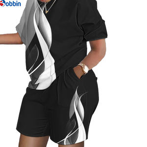 Ensemble 2 pièces personnalisé pour femme, nouvelle mode estivale, t-shirt et short imprimés, survêtement décontracté ample - Product Image 3