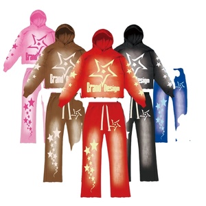 Conjunto Deportivo Streetwear Star, Impresión Serigráfica o Impresión Puff, Conjunto Deportivo con Lavado Ácido para Hombre, Venta Caliente, Logotipo Personalizado - Product Image 3