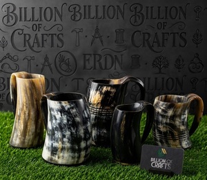 Mug rustique artisanal en corne de buffle, naturel, avec poignée, grande capacité pour bière, vin, camping, fête - Product Image 6