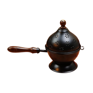 Handcrafted Metal Dhoop Dani Loban <b>Burner</b> With Heat-Resistant Wooden Handle Decorative White Incense Holder For Home Decoration - Product Image 5
