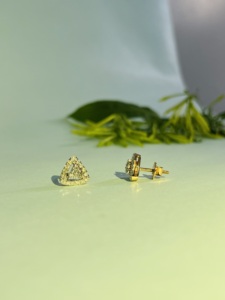 Boucles d'oreilles en or rose 18 carats avec diamant naturel taille brillant rond, bijoux classiques pour femme, à porter au quotidien - Product Image 1