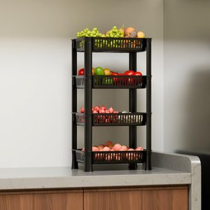 4-Tier Multipurpose <b>Vegetable</b> & Fruit Storage Rack for Kitchen | Stackable Space-Saving Organizer <b>Basket</b> <b>Stand</b> - Product Image 6