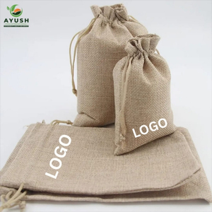 Sacs en jute personnalisés en gros, écologiques, avec cordon de serrage en jute, pour l'emballage du thé et des grains - Product Image 3
