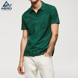 New Design Custom Printed Men Polo Shirt Summer Casual Green <b>Leaf</b> Print Short Sleeve Cotton Breathable Polo Shirts - Product Image 2