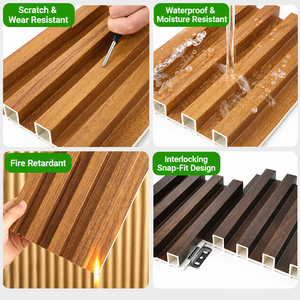 Paneles de Revestimiento de Pared WPC Resistentes al Agua con Elegante Diseño de Listones, Ideales para Entornos <span class=keywords><strong>Interiores</strong></span> Modernos - Product Image 4