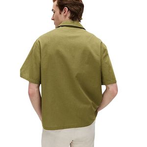 เสื้อเชิ้ตผู้ชายทรงหลวมทันสมัยปักลายติดกระดุม แขนสั้นใส่สบายสไตล์ลำลอง - Product Image 3