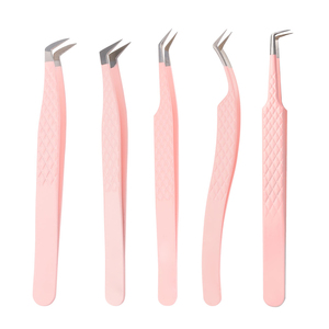 Pince à épiler professionnelle pour extensions de cils, motif antidérapant, en acier inoxydable, pointe en fibre, pour volume, marque privée, logo personnalisé - Product Image 1