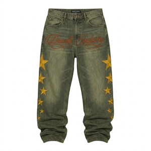 Servicio ODM OEM, Jeans de Hombre con Logotipo Personalizado, Corte Recto Holgado, Bordado, al por Mayor - Product Image 1