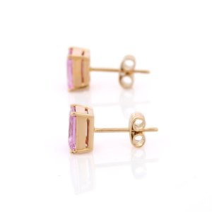 18K White Gold <b>Turquoise</b> and Diamond <b>Stud</b> <b>Earrings</b> with Prong Setting - Product Image 4