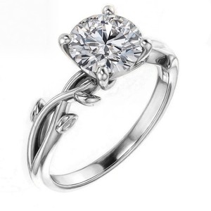 Bague de Fiançailles Solitaire de Luxe en Moissanite Ronde, Plaqué Or Blanc sur Argent Sterling 925, pour Fête, Mariage ou Promesse - Product Image 4
