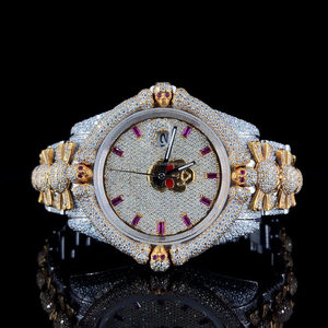 2024 New Trending Lab Grown Diamond Skull Diseñado Diamond Bisel Relojes TwoTone Reloj de lujo Precio de fábrica al por mayor - Product Image 1