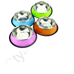 Cuenco para perros con línea de color rojo a precio al por mayor, bordes de comida para mascotas, juego de cuencos antideslizantes para mascotas fuera de colores surtidos - Product Image 1