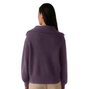 Chaqueta de Punto con Cierre para Mujer, Textura Acanalada Suave, Manga Larga, Cuello de Solapa, Estilo Informal, Ligera, para Uso Diario - Product Image 4