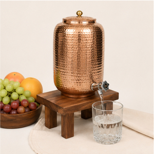 Tanque de Agua de Cobre con Diseño Martillado de Primera Calidad, Decoración de Cocina de Lujo, Matka de Cobre con Soporte y Tapa, Dispensador de Bebidas de Cobre Puro - Product Image 4