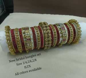 Luxury High Quality Tungsten Gold Plated Multi Color Traditional <b>Bangles</b> Set Women's Ethnic Indian Bridal Engagement Wedding - Product Image 1