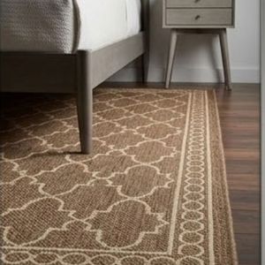 Tapis rectangulaire moderne à motif treillis, en polypropylène, résistant aux taches, pour usage extérieur, à poils plats, fabriqué à la machine – Meilleures ventes - Product Image 3