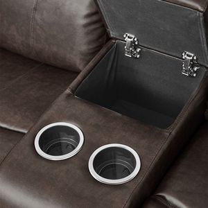 Contemporaneo parafitto in ecopelle marrone con doppio aliante reclinabile con Console centrale mobili da soggiorno moderni - Product Image 4