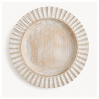 Assiette de présentation ronde en bois artisanale moderne avec bord surpiqué, écologique et durable, pour décoration de table de mariage et de ferme, 100 pièces