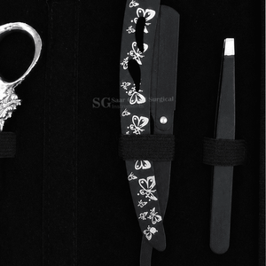 Ensemble de ciseaux de coiffure professionnels en acier inoxydable, lame tranchante, pour droitiers, manche long, utilisation en salon, étui noir inclus SAAR - Product Image 3