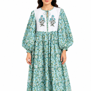 Beautiful floral Cotton Block Printed dress Dress For Casual wear Hand Block Printed Dress - Product Image 1