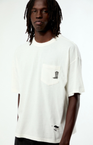 Drop Shoulder <b>Men's</b> <b>Turtleneck</b> Short Sleeve 100% Cotton Knitted Hip Hop T-Shirt Chest Pocket Regular Fit Other Logo - Product Image 4