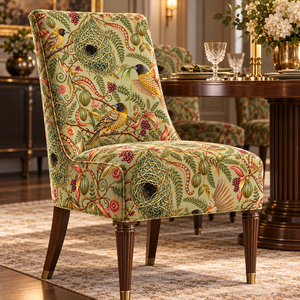 Tissu d'ameublement tissé léger et respirant à motif personnalisé Green Bird, 58/60 pouces, imprimé PRANIKA, en stock - Product Image 4