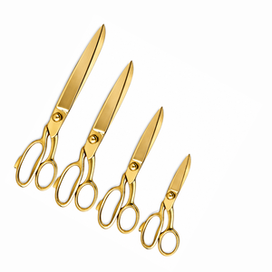 Ciseaux de tailleur dorés en acier inoxydable à bord lisse, qualité DIY, manche métallique, outil de coupe pour tissus et couture - Product Image 6