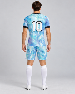 Conjunto de Uniforme de Fútbol Sublimado Personalizado, Camiseta y Pantalones Cortos con Estampado Azul Mármol, Equipación de Equipo Personalizada, Venta al Por Mayor OEM - Product Image 6