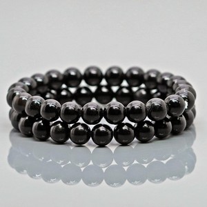 Pulsera Elástica de Cuentas de Obsidiana Negra Natural, Lisas y Redondas, Grado AAA, Joyería Curativa, Venta al Por Mayor - Product Image 4